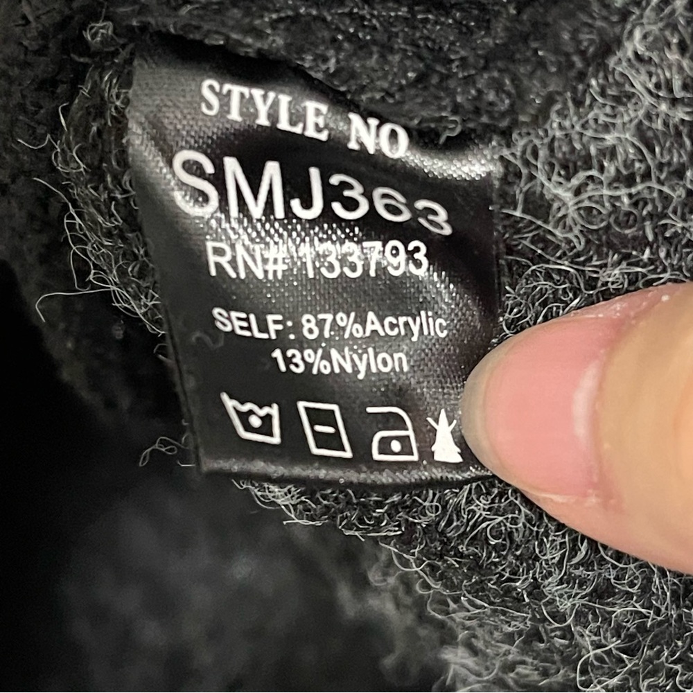 POL Button Front Patchwork Sweater Black Gray Art… - image 4